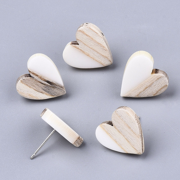 PandaHall Resin & Wood Stud Earrings, with 304 Stainless Steel Pin, Heart, Creamy White, 15x14~15mm, Pin: 0.7mm Resin Heart
PandaHall Resin & Wood Stud Earrings, with 304 Stainless Steel Pin, Heart, Creamy White, 15x14~15mm, Pin: 0.7mm Resin Heart