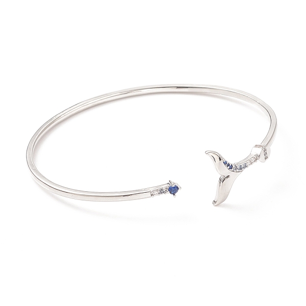 PandaHall Blue Cubic Zirconia Whale Tail Cuff Bangle, Rack Plating Brass Jewelry for Women, Cadmium Free & Lead Free, Platinum, Inner...
PandaHall Blue Cubic Zirconia Whale Tail Cuff Bangle, Rack Plating Brass Jewelry for Women, Cadmium Free & Lead Free, Platinum, Inner...