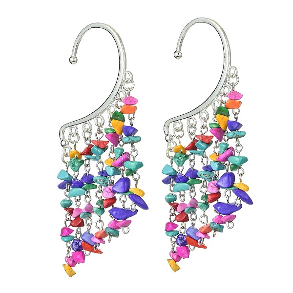 PandaHall Colorful Synthetic Turquoise Chips Tassel Earrings, Alloy Cuff Earrings, Climber Wrap Around Earrings for Women, Platinum...
PandaHall Colorful Synthetic Turquoise Chips Tassel Earrings, Alloy Cuff Earrings, Climber Wrap Around Earrings for Women, Platinum...