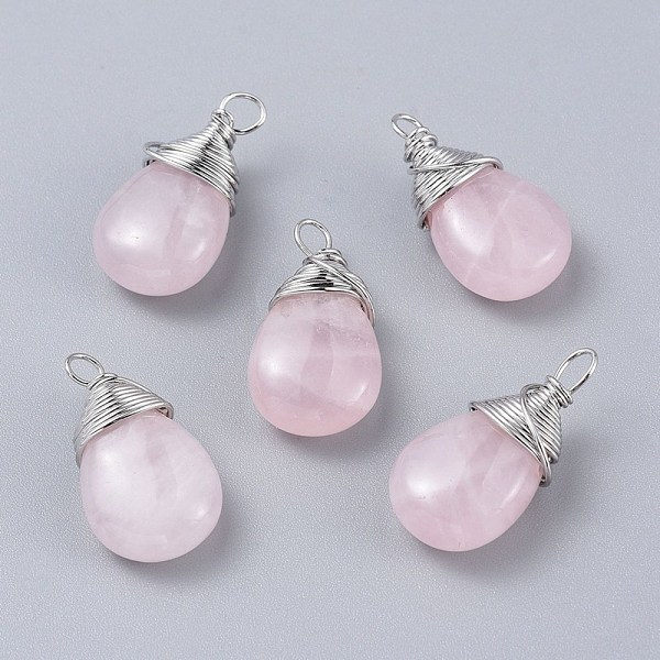 PandaHall Natural Rose Quartz Pendants, with Platinum Plated Brass Wire, Teardrop, 24~30x13~16x8mm, Hole: 3x3.5mm Rose Quartz Teardrop
PandaHall Natural Rose Quartz Pendants, with Platinum Plated Brass Wire, Teardrop, 24~30x13~16x8mm, Hole: 3x3.5mm Rose Quartz Teardrop