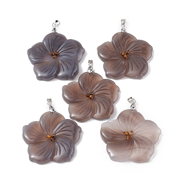PandaHall Natural Grey Agate Big Pendants, Peach Blossom Charms, with Platinum Plated Alloy Snap on Bails, 57x48x9mm, Hole: 6x4mm Grey Agate...
PandaHall Natural Grey Agate Big Pendants, Peach Blossom Charms, with Platinum Plated Alloy Snap on Bails, 57x48x9mm, Hole: 6x4mm Grey Agate...