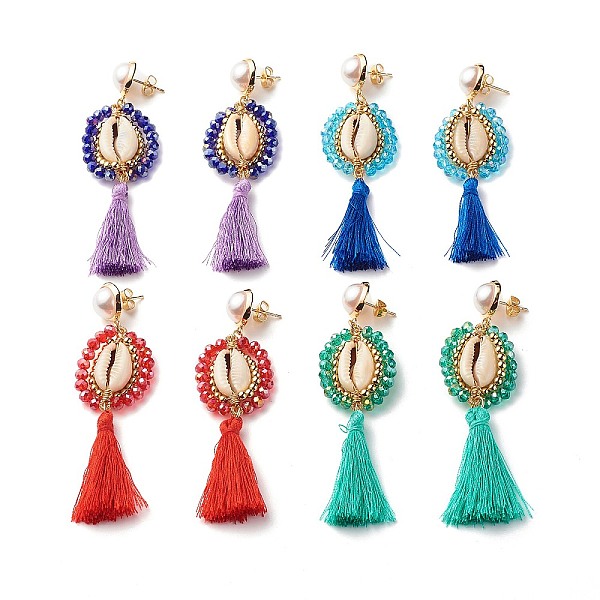 PandaHall Beads Wire Wrap Long Dangle Stud Earrings, Natural Shell with Polyester Tassel Drop Earrings for Women, Golden, Mixed Color, 85mm..., Multicolor
PandaHall Beads Wire Wrap Long Dangle Stud Earrings, Natural Shell with Polyester Tassel Drop Earrings for Women, Golden, Mixed Color, 85mm..., Multicolor