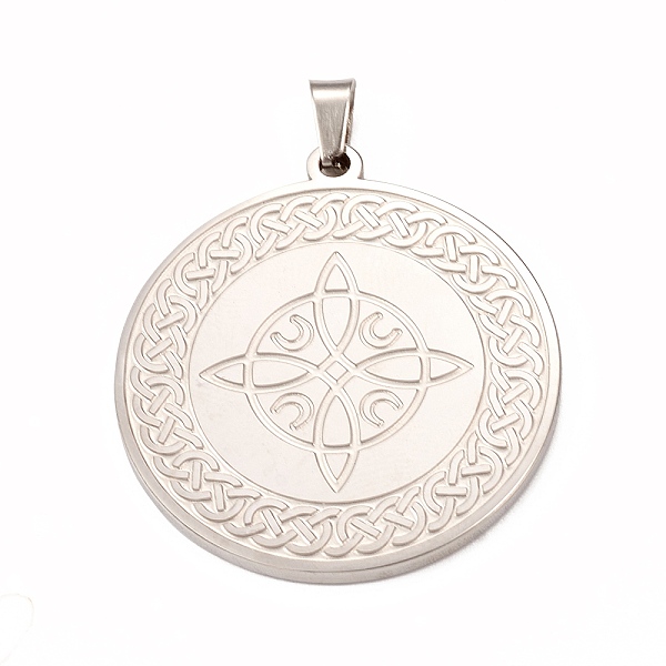 PandaHall 304 Stainless Steel Pendants, Flat Round with Knot Charm, Stainless Steel Color, 33x30x2mm, Hole: 4x3mm 304 Stainless Steel Flat...
PandaHall 304 Stainless Steel Pendants, Flat Round with Knot Charm, Stainless Steel Color, 33x30x2mm, Hole: 4x3mm 304 Stainless Steel Flat...