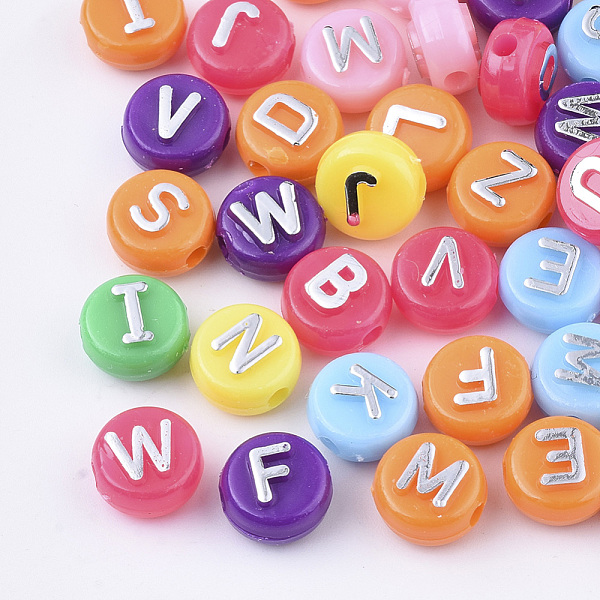 PandaHall Plating Opaque Acrylic Beads, Metal Enlaced, Horizontal Hole, Flat Round with Letter, Mixed Color, 10x6mm, Hole: 1.8mm, about..., Multicolor
PandaHall Plating Opaque Acrylic Beads, Metal Enlaced, Horizontal Hole, Flat Round with Letter, Mixed Color, 10x6mm, Hole: 1.8mm, about..., Multicolor