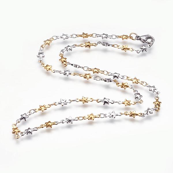 PandaHall 304 Stainless Steel Chain Necklaces, with Lobster Claw Clasps, Star, Golden & Stainless Steel Color, 17.3 inch~17.7 inch(44~45cm)...
PandaHall 304 Stainless Steel Chain Necklaces, with Lobster Claw Clasps, Star, Golden & Stainless Steel Color, 17.3 inch~17.7 inch(44~45cm)...