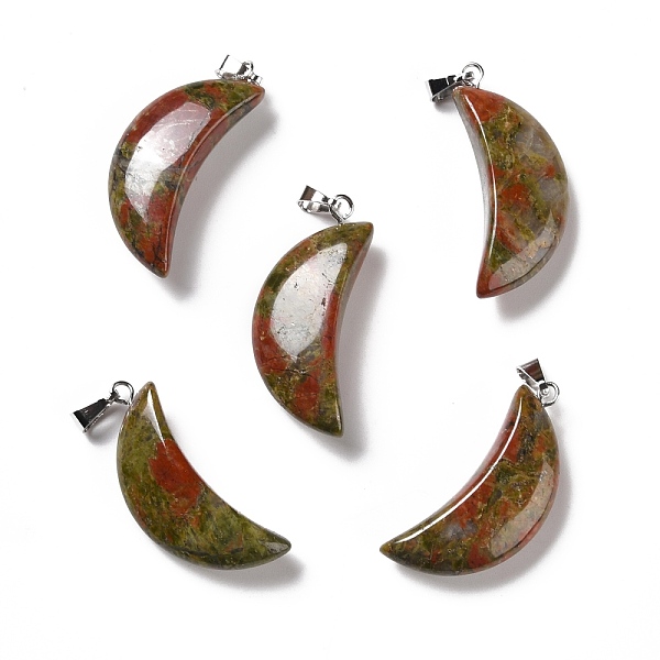 PandaHall Natural Unakite Pendants, with Platinum Tone Brass Findings, Moon, 32~34x13~15x8~9mm, Hole: 2x6mm Unakite Moon
PandaHall Natural Unakite Pendants, with Platinum Tone Brass Findings, Moon, 32~34x13~15x8~9mm, Hole: 2x6mm Unakite Moon