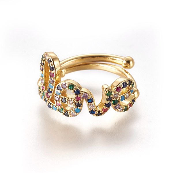 PandaHall Adjustable Brass Micro Pave Cubic Zirconia Finger Rings, Promise Ring, Word Love, Golden, Size: 7, 17mm Brass+Cubic Zirconia
PandaHall Adjustable Brass Micro Pave Cubic Zirconia Finger Rings, Promise Ring, Word Love, Golden, Size: 7, 17mm Brass+Cubic Zirconia