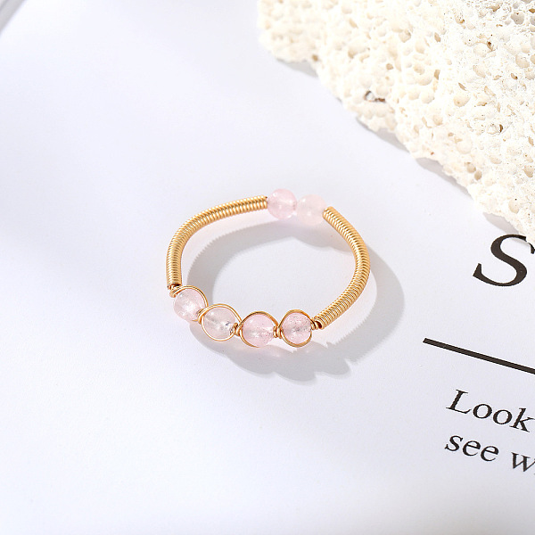 PandaHall Dyed Natural Jade Round Braided Bead Style Finger Ring, Light Gold Brass Wire Wrap Cuff Ring, Pink, Inner Diameter: 19mm Jade...
PandaHall Dyed Natural Jade Round Braided Bead Style Finger Ring, Light Gold Brass Wire Wrap Cuff Ring, Pink, Inner Diameter: 19mm Jade...