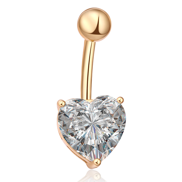 PandaHall Real 18K Gold Plated Body Jewelry Heart Cubic Zirconia Brass Navel Ring Navel Ring Belly Rings, with 304 Stainless Steel Bar..., Clear
PandaHall Real 18K Gold Plated Body Jewelry Heart Cubic Zirconia Brass Navel Ring Navel Ring Belly Rings, with 304 Stainless Steel Bar..., Clear