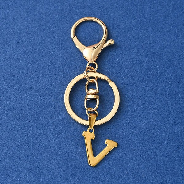 PandaHall 304 Stainless Steel Initial Letter Charm Keychains, with Alloy Clasp, Golden, Letter V, 8.5cm Stainless Steel Letter V
PandaHall 304 Stainless Steel Initial Letter Charm Keychains, with Alloy Clasp, Golden, Letter V, 8.5cm Stainless Steel Letter V