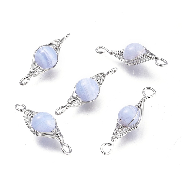 PandaHall Natural Blue Lace Agate Links Connectors, Wire Wrapped Links, with Platinum Tone Brass Wires, Round, Undyed, 34x11x10mm, Hole...
PandaHall Natural Blue Lace Agate Links Connectors, Wire Wrapped Links, with Platinum Tone Brass Wires, Round, Undyed, 34x11x10mm, Hole...