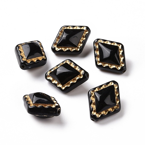 PandaHall Plating Opaque Acrylic Beads, Golden Metal Enlaced, Rhombus, Black, 18x14x9~9.5mm, Hole: 1.5mm Acrylic Rhombus Black
PandaHall Plating Opaque Acrylic Beads, Golden Metal Enlaced, Rhombus, Black, 18x14x9~9.5mm, Hole: 1.5mm Acrylic Rhombus Black