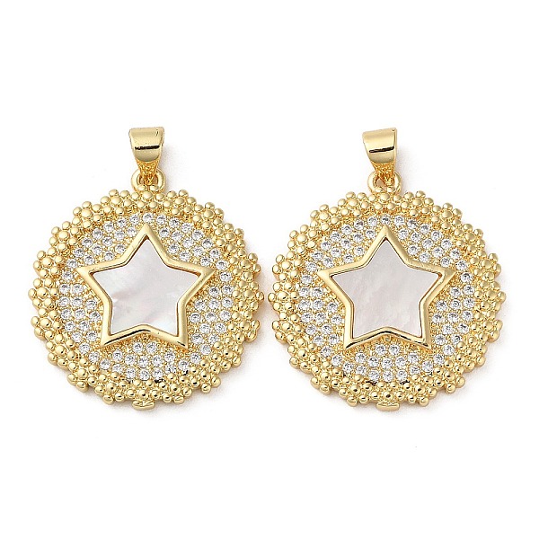 PandaHall Brass Micro Pave Cubic Zirconia Pendants, with Shell, Flat Round with Star, Real 18K Gold Plated, 27x24x3.5mm, Hole: 4x3.5mm..., White
PandaHall Brass Micro Pave Cubic Zirconia Pendants, with Shell, Flat Round with Star, Real 18K Gold Plated, 27x24x3.5mm, Hole: 4x3.5mm..., White