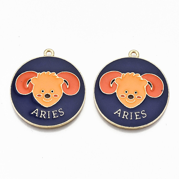 PandaHall Alloy Enamel Pendants, Cadmium Free & Lead Free, Flat Round with Constellation & Word, Light Gold, Midnight Blue, Aries...
PandaHall Alloy Enamel Pendants, Cadmium Free & Lead Free, Flat Round with Constellation & Word, Light Gold, Midnight Blue, Aries...