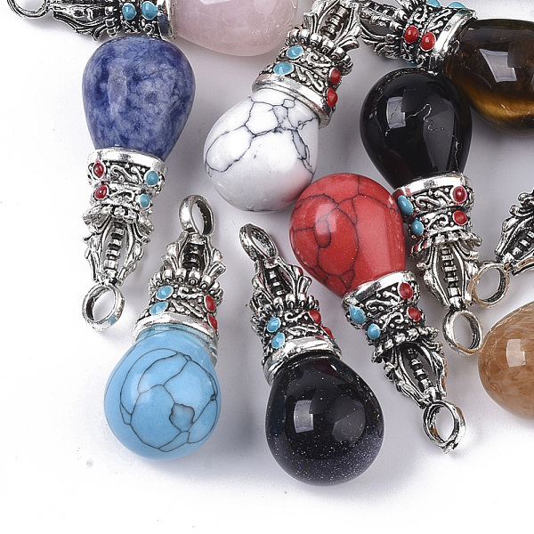 PandaHall Natural & Synthetic Mixed Gemstone Pendants, with Tibetan Style Alloy Pendant Bails and Enamel, Teardrop..., Multicolor
PandaHall Natural & Synthetic Mixed Gemstone Pendants, with Tibetan Style Alloy Pendant Bails and Enamel, Teardrop..., Multicolor