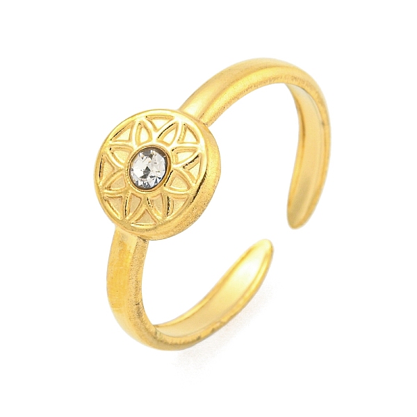 PandaHall 304 Stainless Steel Cubic Zirconia Flower Open Cuff Ring for Women, Real 18K Gold Plated, 8mm, inner diameter: adjustable..., Clear
PandaHall 304 Stainless Steel Cubic Zirconia Flower Open Cuff Ring for Women, Real 18K Gold Plated, 8mm, inner diameter: adjustable..., Clear