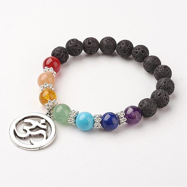 PandaHall Gemstone Bead Charm Bracelets, Chakra Stretch Bracelets, with Alloy Findings, Ring with Om Symbol, Colorful, 58mm(2-1/4 inch)...
PandaHall Gemstone Bead Charm Bracelets, Chakra Stretch Bracelets, with Alloy Findings, Ring with Om Symbol, Colorful, 58mm(2-1/4 inch)...