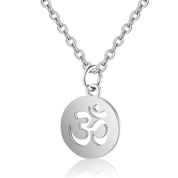 PandaHall 201 Stainless Steel Pendants Necklaces, Flat Round with Om Symbol, Stainless Steel Color, 16.3 inch(40cm)x1mm 201 Stainless Steel
PandaHall 201 Stainless Steel Pendants Necklaces, Flat Round with Om Symbol, Stainless Steel Color, 16.3 inch(40cm)x1mm 201 Stainless Steel