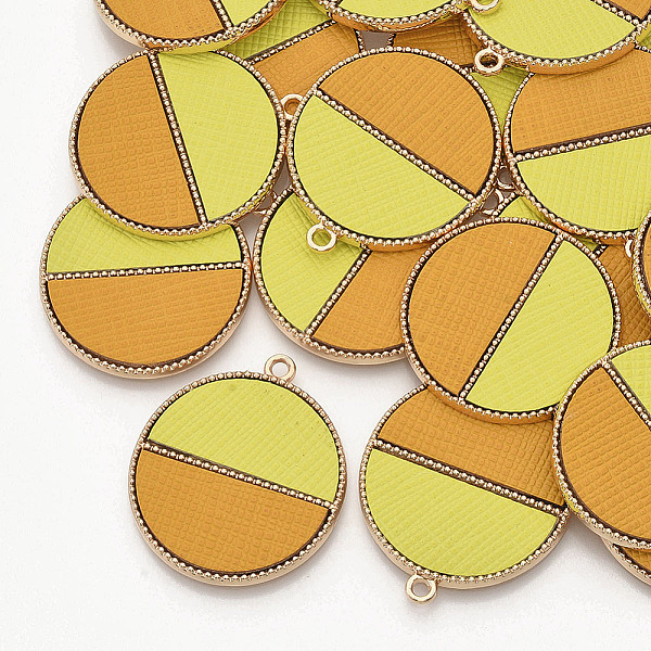PandaHall Eco-Friendly Cowhide Leather Pendants, with Golden Plated Alloy Cabochon Settings, Two Tone, Flat Round, Yellow, 33x28.5x2mm...
PandaHall Eco-Friendly Cowhide Leather Pendants, with Golden Plated Alloy Cabochon Settings, Two Tone, Flat Round, Yellow, 33x28.5x2mm...
