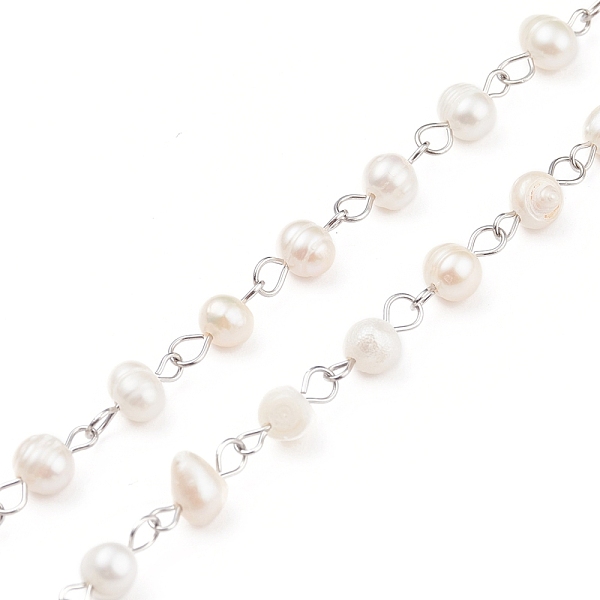 PandaHall Handmade Natural Freshwater Pearl Beaded Chains, with 304 Stainless Steel Findings, Unwelded, Stainless Steel Color, 6~8x5~6mm...
PandaHall Handmade Natural Freshwater Pearl Beaded Chains, with 304 Stainless Steel Findings, Unwelded, Stainless Steel Color, 6~8x5~6mm...