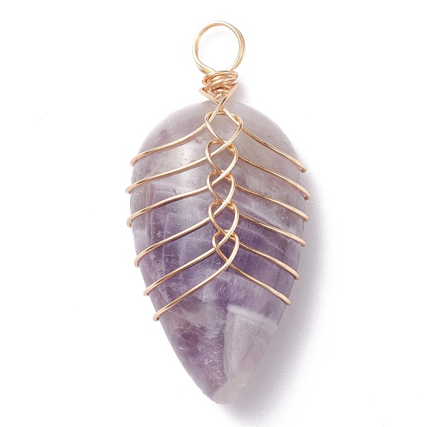 PandaHall Natural Amethyst Pendants, with Light Gold Tone Copper Wire Wrapped, Water Drop, 35~36x16~17x8.5mm, Hole: 4mm Amethyst Teardrop
PandaHall Natural Amethyst Pendants, with Light Gold Tone Copper Wire Wrapped, Water Drop, 35~36x16~17x8.5mm, Hole: 4mm Amethyst Teardrop