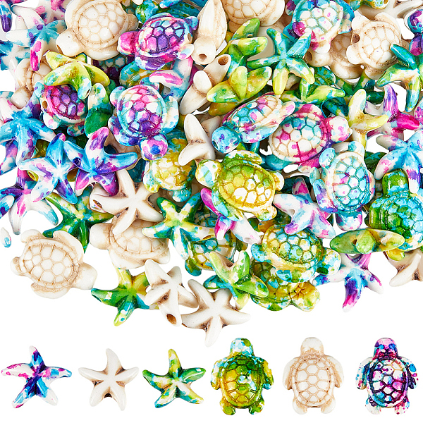 PandaHall SUNNYCLUE 120Pcs 6 Styles Synthetic Turquoise Dyed Beads Strands, Fuel Injection Effect, Starfish & Sea Turtle, Mixed Color..., Multicolor
PandaHall SUNNYCLUE 120Pcs 6 Styles Synthetic Turquoise Dyed Beads Strands, Fuel Injection Effect, Starfish & Sea Turtle, Mixed Color..., Multicolor