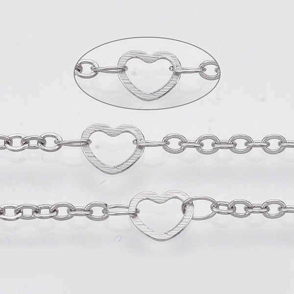 PandaHall 304 Stainless Steel Cable Chains, with Heart Links and Spool, Soldered, Flat Oval, Stainless Steel Color, Link 1: 4x2.5x0.3mm...
PandaHall 304 Stainless Steel Cable Chains, with Heart Links and Spool, Soldered, Flat Oval, Stainless Steel Color, Link 1: 4x2.5x0.3mm...