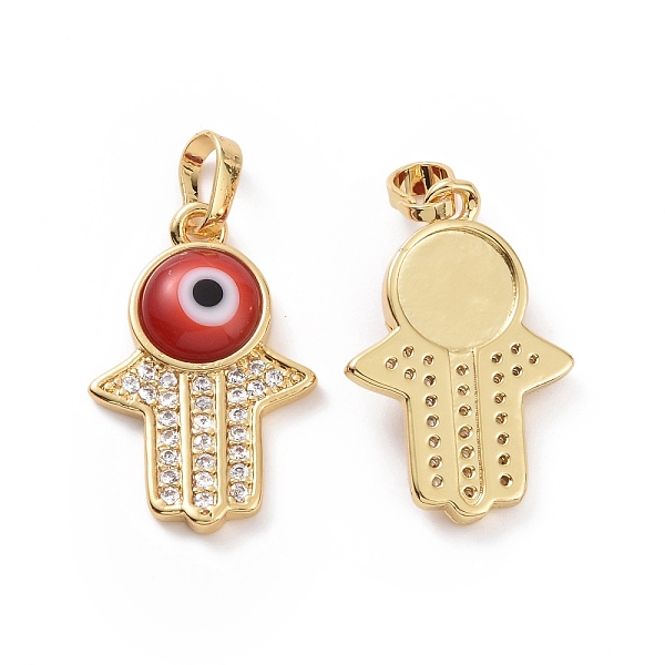 PandaHall Brass Micro Pave Cubic Zirconia Pendants, with Handmade Evil Eye Lampwork, Hamsa Hand Charm, Real 18K Gold Plated, Red, 23x15x4mm...
PandaHall Brass Micro Pave Cubic Zirconia Pendants, with Handmade Evil Eye Lampwork, Hamsa Hand Charm, Real 18K Gold Plated, Red, 23x15x4mm...
