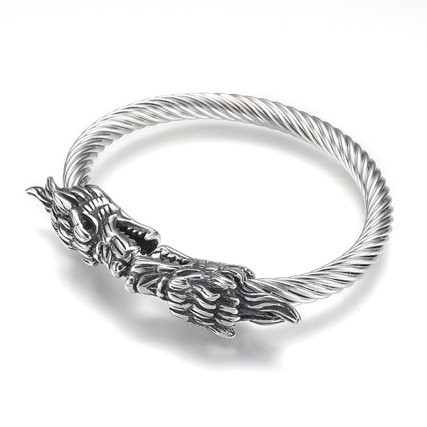 PandaHall 304 Stainless Steel Bangles, Dragon, Antique Silver, 2 inchx2-3/8 inch(52x61mm) 304 Stainless Steel
PandaHall 304 Stainless Steel Bangles, Dragon, Antique Silver, 2 inchx2-3/8 inch(52x61mm) 304 Stainless Steel
