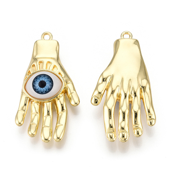 PandaHall Rack Plating Alloy Enamel Pendants, Cadmium Free & Nickel Free & Lead Free, Palm Charm with Evil Eye, Light Gold, 45x24x11mm, Hole..., White
PandaHall Rack Plating Alloy Enamel Pendants, Cadmium Free & Nickel Free & Lead Free, Palm Charm with Evil Eye, Light Gold, 45x24x11mm, Hole..., White