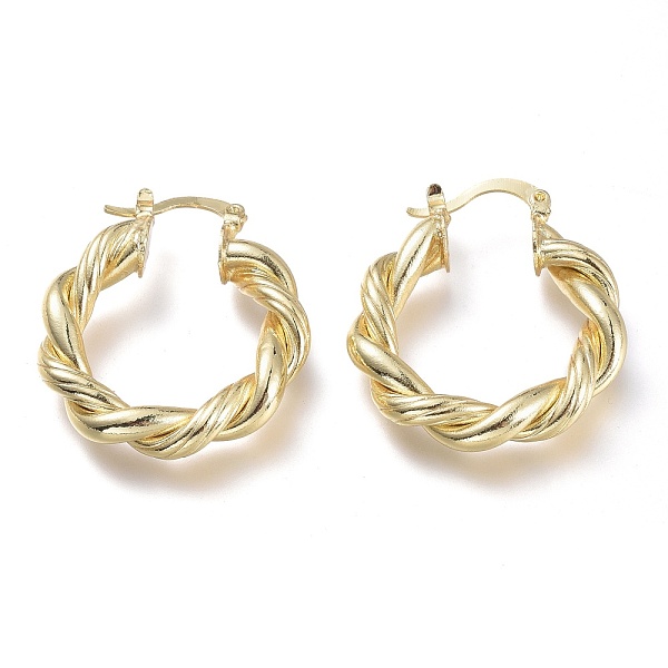 PandaHall Brass Hoop Earrings, with 304 Stainless Steel Pins, Twisted Ring Shape, Real 18K Gold Plated, 31x27x5mm, Pin: 0.7x2mm Brass Ring
PandaHall Brass Hoop Earrings, with 304 Stainless Steel Pins, Twisted Ring Shape, Real 18K Gold Plated, 31x27x5mm, Pin: 0.7x2mm Brass Ring