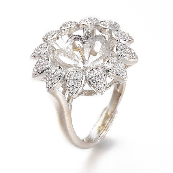 PandaHall Adjustable Brass Finger Ring Components, with Micro Pave Cubic Zirconia, For Half Drilled Beads, Long-Lasting Plated, Flower..., Clear
PandaHall Adjustable Brass Finger Ring Components, with Micro Pave Cubic Zirconia, For Half Drilled Beads, Long-Lasting Plated, Flower..., Clear