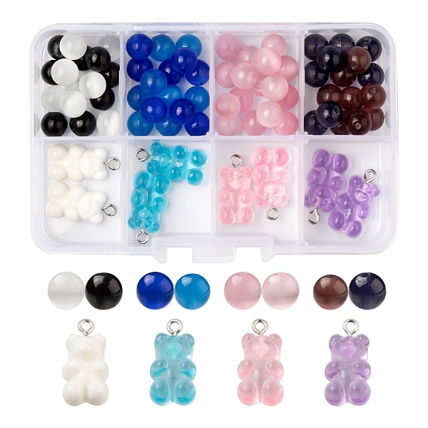 PandaHall DIY Jewelry Making Finding Kit, Including Cat Eye Round Beads and Bear Resin Pendants, Mixed Color, 72pcs/box Cat Eye Multicolor
PandaHall DIY Jewelry Making Finding Kit, Including Cat Eye Round Beads and Bear Resin Pendants, Mixed Color, 72pcs/box Cat Eye Multicolor