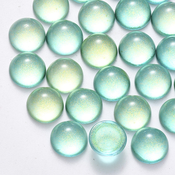 PandaHall Spray Painted Glass Cabochons, with Glitter Powder, Half Round/Dome, Aquamarine, 10x5mm Glass Half Round Green
PandaHall Spray Painted Glass Cabochons, with Glitter Powder, Half Round/Dome, Aquamarine, 10x5mm Glass Half Round Green