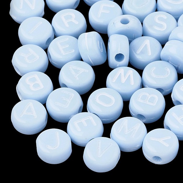 PandaHall Opaque Acrylic Beads, Horizontal Hole, Mixed Letters, Flat Round with Letter, Random Letters, Light Sky Blue, 7x4mm, Hole: 1.5mm...
PandaHall Opaque Acrylic Beads, Horizontal Hole, Mixed Letters, Flat Round with Letter, Random Letters, Light Sky Blue, 7x4mm, Hole: 1.5mm...