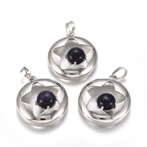 PandaHall Synthetic Blue Goldstone Pendants, with Platinum Tone Brass Findings, Flat Round with Star, 31.5x28x10.5mm, Hole: 4.5x7.5mm Blue...
PandaHall Synthetic Blue Goldstone Pendants, with Platinum Tone Brass Findings, Flat Round with Star, 31.5x28x10.5mm, Hole: 4.5x7.5mm Blue...