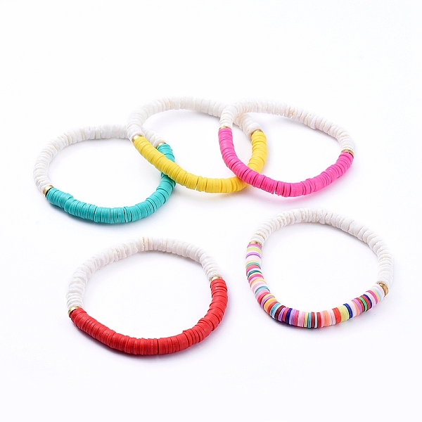 PandaHall Stretch Bracelets, with Handmade Polymer Clay Heishi Beads, Natural Sea Shell Beads and Brass Spacer Beads, Mixed Color, 2-1/8..., Multicolor
PandaHall Stretch Bracelets, with Handmade Polymer Clay Heishi Beads, Natural Sea Shell Beads and Brass Spacer Beads, Mixed Color, 2-1/8..., Multicolor