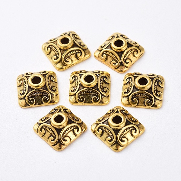 PandaHall Antique Golden Tone Square Tibetan Style Bead Caps, Lead Free, Cadmium Free and Nickel Free, Size: about 10mm wide, 10mm long, 5mm...
PandaHall Antique Golden Tone Square Tibetan Style Bead Caps, Lead Free, Cadmium Free and Nickel Free, Size: about 10mm wide, 10mm long, 5mm...