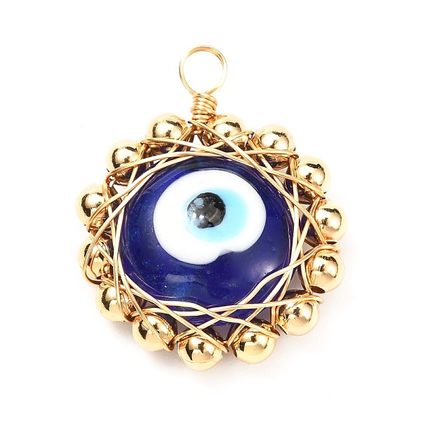 PandaHall Flat Round Evil Eye Lampwork Pendants, with Brass Beads, Dark Blue, 28x22.5x8mm, Hole: 3mm Brass+Lampwork Evil Eye
PandaHall Flat Round Evil Eye Lampwork Pendants, with Brass Beads, Dark Blue, 28x22.5x8mm, Hole: 3mm Brass+Lampwork Evil Eye