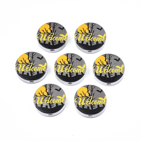 PandaHall Halloween Printed Natural Wood Beads, Flat Round with Word Welcome, Dark Gray, 19~20x5.9mm, Hole: 2~2.2mm Schima Wood Flat Round
PandaHall Halloween Printed Natural Wood Beads, Flat Round with Word Welcome, Dark Gray, 19~20x5.9mm, Hole: 2~2.2mm Schima Wood Flat Round