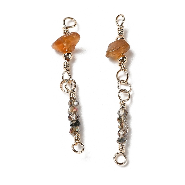 PandaHall Natural Carnelian & Glass Connector Charms, with Brass Findings, Real 18K Gold Plated, Rondelle, 35~38x5.5~8x3~6mm, Hole: 1.6mm...
PandaHall Natural Carnelian & Glass Connector Charms, with Brass Findings, Real 18K Gold Plated, Rondelle, 35~38x5.5~8x3~6mm, Hole: 1.6mm...