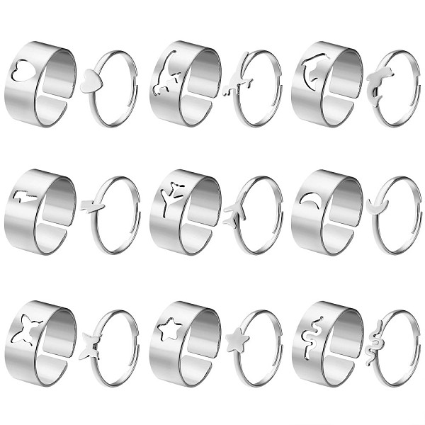 PandaHall 18Pcs 18 Style Heart & Dinosaur & Dolphin & Plane & Moon & Butterfly & Star Alloy Cuff Rings Set, Couples Matching Best Friend...
PandaHall 18Pcs 18 Style Heart & Dinosaur & Dolphin & Plane & Moon & Butterfly & Star Alloy Cuff Rings Set, Couples Matching Best Friend...