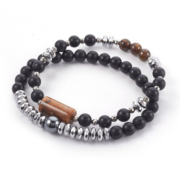 PandaHall Natural Tiger Eye and Natural Black Agate Beads Stretch Bracelets, with Non-Magnetic Synthetic Hematite Beads, 2-1/8 inch~2-1/2...
PandaHall Natural Tiger Eye and Natural Black Agate Beads Stretch Bracelets, with Non-Magnetic Synthetic Hematite Beads, 2-1/8 inch~2-1/2...