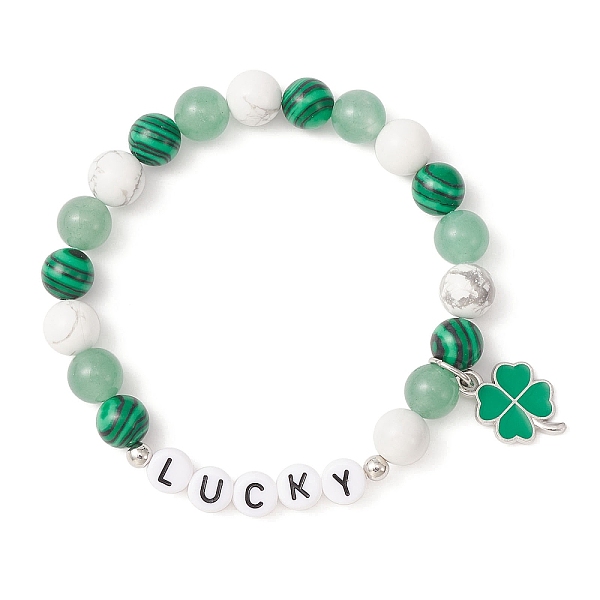 PandaHall Natural & Synthetic Mixed Gemstone Beaded Stretch Bracelets, Acrylic Word Lucky Bracelet with Alloy Enamel Clover Charms for Saint..., Green
PandaHall Natural & Synthetic Mixed Gemstone Beaded Stretch Bracelets, Acrylic Word Lucky Bracelet with Alloy Enamel Clover Charms for Saint..., Green