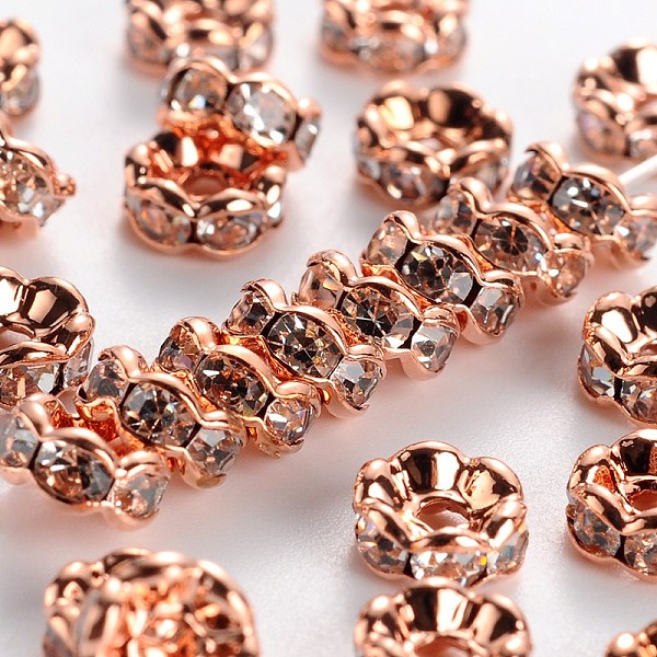 PandaHall Brass Rhinestone Spacer Beads, Grade AAA, Wavy Edge, Nickel Free, Rose Gold Metal Color, Rondelle, Crystal, 6x3mm, Hole: 1mm..., Clear
PandaHall Brass Rhinestone Spacer Beads, Grade AAA, Wavy Edge, Nickel Free, Rose Gold Metal Color, Rondelle, Crystal, 6x3mm, Hole: 1mm..., Clear
