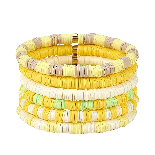PandaHall Handmade Polymer Clay Heishi Beads Stretch Bracelets Sets, with Golden Plated Stainless Steel Spacer Beads, Yellow, Inner Diameter...
PandaHall Handmade Polymer Clay Heishi Beads Stretch Bracelets Sets, with Golden Plated Stainless Steel Spacer Beads, Yellow, Inner Diameter...
