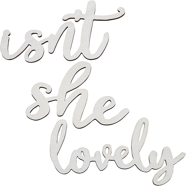 PandaHall Wood Pieces, Word Cutouts, Isn't She Lovely, Old Lace, 15.7~29.5x14.5~17.2x0.5cm, 3pcs/set Wood Word
PandaHall Wood Pieces, Word Cutouts, Isn't She Lovely, Old Lace, 15.7~29.5x14.5~17.2x0.5cm, 3pcs/set Wood Word