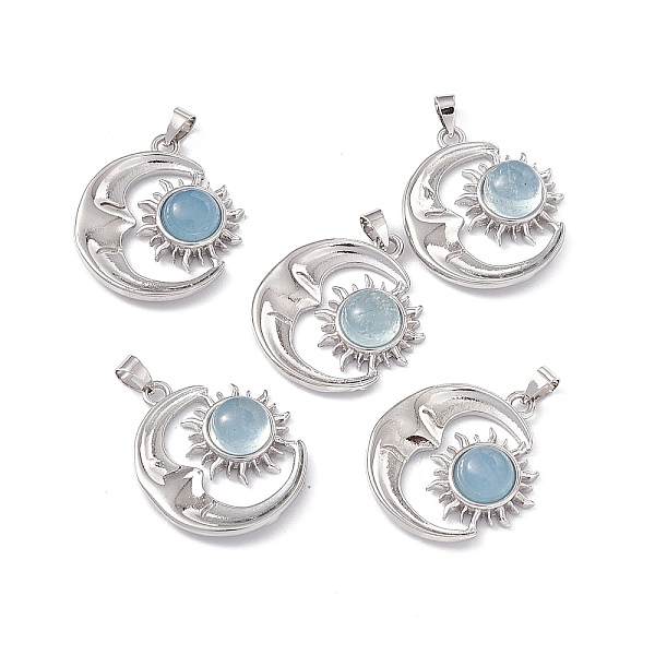 PandaHall Natural Aquamarine Pendants, Moon Charms with Sun, with Platinum Color Brass Findings, 26.5~27x23~23.5x6mm, Hole: 4x3.5~4mm...
PandaHall Natural Aquamarine Pendants, Moon Charms with Sun, with Platinum Color Brass Findings, 26.5~27x23~23.5x6mm, Hole: 4x3.5~4mm...