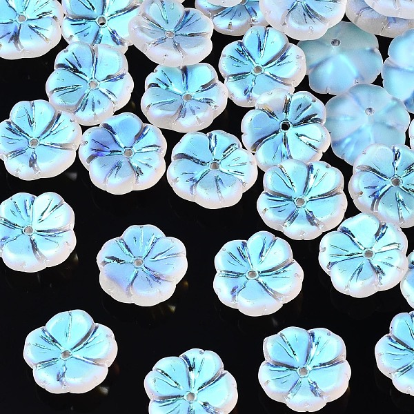 PandaHall Transparent Frosted Glass Beads, AB Color Plated, Flower, Clear AB, 15x15x6mm, Hole: 1.2mm Glass White
PandaHall Transparent Frosted Glass Beads, AB Color Plated, Flower, Clear AB, 15x15x6mm, Hole: 1.2mm Glass White