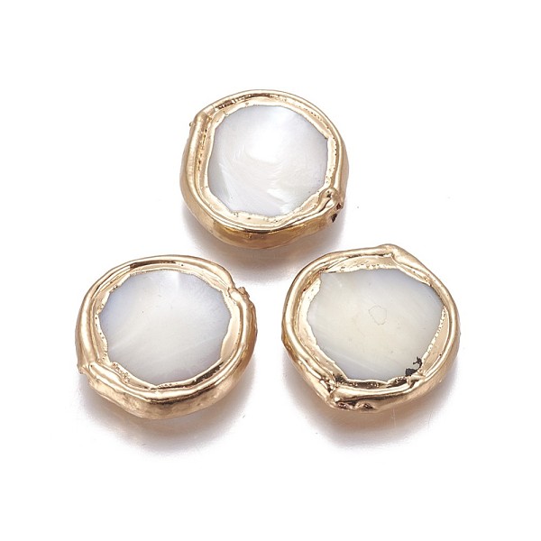 PandaHall Shell Beads, Edge Golden Plated, Flat Round, 20~21x5mm, Hole: 0.7mm Other Sea Shell Flat Round White
PandaHall Shell Beads, Edge Golden Plated, Flat Round, 20~21x5mm, Hole: 0.7mm Other Sea Shell Flat Round White